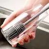 Cepillo para lavar tazas, cepillo de limpieza para tazas de agua con mango largo, cepillo para limpiar botellas, sin puntos muertos, elimina manchas de té, cepillo pequeño de goma suave, almacenamiento