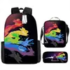 Mochila de desenho animado transfronteiriça bolso monstro do tesouro elfo do sonho bebê mochila conjunto de três peças para alunos do ensino fundamental e médio