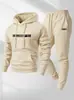 Sudadera con Capucha de Pulóver Nueva para Hombre 2026 con Letras de Logo Estampadas, Sudadera tipo Chaqueta Holgada, Conjunto de Sudadera de Manga Larga y Pantalones Largos