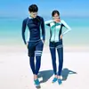 Traje de Buceo Coreano Pareja Femenina Manga Larga Medusa Traje de Baño Dividido Cremallera Pantalones Protección Solar Traje de Snorkel Delgado