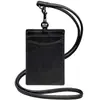 Porta Credencial de Trabajo Cuero Genuino con Cordón, Porta Insignia de Empleado de Alta Gama, Porta Tarjetas con Ranuras Múltiples para Colgar del Cuello