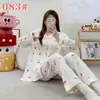 Pijama mikko para mujer para primavera y otoño, conjunto de gasa de algodón nube de manga larga y pantalón largo, lindo conjunto de ropa de casa de verano estilo japonés