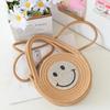 Bolsas de exportação personalizadas para mulheres, nova moda internacional, estilosa, versátil, bolsa de ombro com smiley, bolsa de palha de praia para mulheres