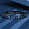 2025 Joyería Huabi Retro Europeo y Americano Corindón Artificial Lujo Accesible Pulsera de Oro Negro Completamente Diamantada Pulsera Piedra Heroína 4mm