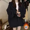 Moletom com Capuz Fino para Mulheres 2026 Outono Novo Estilo Jaqueta Cardigan com Zíper Estilo Coreano Solto Top Esportivo para Estudantes