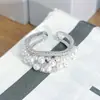 Anel Aberto Nuvem de Marshmallow Rosa Pérola Branco Zircônia Anel de Personalidade Empilhável de Luxo Leve para Mulheres
