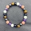 Pulseira de Cristal Europeu e Americano para Mulheres Pedra Olho de Tigre Pinheiro Branco Pulseira Masculina Cristal de Morango Ametista Joias Pulseira Transfronteiriça