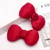 Lazo de tela relleno de algodón rojo navideño, satén, tridimensional, accesorio para el cabello DIY, accesorio para la ropa, accesorio decorativo