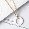 Aço Inoxidável Zircônia Cerâmica Espacial Círculo Pingente Personalizado Aço Titânio Ouro e Prata Colar Feminino Corrente Ajustável para Clavícula
