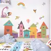 BR3730H casa de anime de dibujos animados abstracto animal pequeño columpio autoadhesivo pegatinas de pared dormitorio decoración de habitación infantil pegatinas