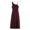 Aliexpress Ropa de Mujer al por Mayor Vestido de Una Sola Tirante con Adornos Plisados y Cuello Asimétrico 8840386