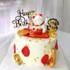 Gato da Sorte Decoração de Bolo de Aniversário Enfeites Loja de Celebridade da Internet Inauguração Gato Acenando Gato Fotossensível Mesa de Sobremesa da Sorte