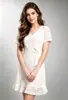Nuevo Vestido Elegante de Color Sólido Ajustado Estilo Europeo y Americano Comercio Exterior Transfronterizo Encaje Cuello en V Corbata Cuerpo Corto Bodycon