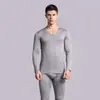 Roupas de outono calças compridas conjunto masculino fino forrado com fleece masculino De veludo sem costura roupa íntima térmica dupla face veludo roupa íntima masculina