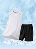 Traje de Chaleco y Shorts de Seda de Hielo para Hombre para Verano, para Correr, de Secado Rápido, Transpirable, Deportivo, Malla de Hielo, Casual