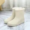 Zapatos de Lluvia de Moda Japonesa para Mujer Invierno Antideslizantes de Caña Media Zapatos de Agua Botas de Agua de Caña Corta Botas de Lluvia Zapatos para Lavar el Coche Cocina Zapatos de Goma Modernos