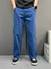 Pantalones casuales marrones de estilo urbano para hombre, lavados y desgastados, pantalones rectos hasta el suelo, ropa de trabajo elegante y moderna, pantalones largos adelgazantes