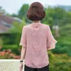 Traje de Verano para Madre Blusa Pequeña de Gasa Moda Elegante Top Falso de Dos Piezas de Manga Corta para Mujeres de Mediana Edad y Mayores