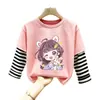 Camiseta de manga larga de algodón puro para niñas, camiseta básica moderna y versátil, top interior elegante para niñas, ropa de otoño para bebés y niños pequeños