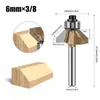 Cortador de chaflán de 45 grados de grado profesional, broca para router de carpintería, máquina de recorte, cabezal de corte para máquina de grabado con rodamiento, cortador de chaflán, herramienta de acero de tungsteno