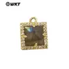 WT-P1994 colgante de piedra cuadrada pequeña multicolor natural incrustación de circonita gancho único joyería pendientes accesorios