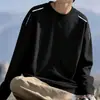 Camiseta casual versátil de manga larga para hombre para otoño, cuello redondo, color liso moderno, cómoda, transpirable y de corte holgado.