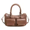 2025 Nueva Bolsa Tote Bolsa de Gran Capacidad Bolso de Hombro Axila para Mujer Bolso de Cuero Aceite Encerado Bolso Doble Bolso de Mano Casual