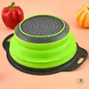 Cesta de Drenaje Redonda Utensilios de Cocina Cesta de Drenaje Plegable Cesta para Verduras Cesta para Frutas Escurridor de Cocina Escurridor Telescópico