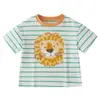 Sensación Refrescante Algodón de Seda Hielo Ropa para Niños Verano Camiseta Rayada Infantil Conjunto de Verano para Bebé Camiseta de Manga Corta para Niños de 5 Años