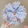 Popular Elástico de Cabelo com Molho de Cereja para Mulheres, Corda de Cabelo Doce e Fresca em Laço, Elástico de Cabelo Xadrez, Acessório de Cabelo para Rabo de Cavalo e Coque