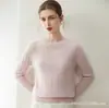 Estilo Old Money 100% Caxemira Engrossado Gola Redonda Clássico Trançado Solto Trançado Manga Longa Suéter de Caxemira Cor Sólida