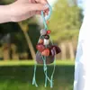 Pingente de bolsa chaveiro com contas de madeira feitas à mão e casca de fruta natural estilo floresta pingente artístico pacote de material diy atacado