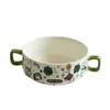 Bonitos Cuencos Domésticos de Gama Alta para Niños, Platos, Cuencos para Desayuno, Cuencos de Doble Asa de Aspecto Elegante, Cuencos para Yogur, Vajilla de Cerámica