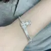 Pulsera de Mariposa Mobius y Flor de Loto de Plata Pura para Mujer, Estilo Joven de Moda, Pulsera de Tirar y Empujar Amor Entrelazado