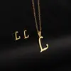 Brincos de Alfabeto Minimalistas e Elegantes Estilo Coreano, Colar Exportação Simples Europeu e Americano de Luxo Leve de Nicho