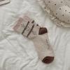 Calcetines Lindos de Dibujos Animados hasta la Mitad de la Pantorrilla para Mujer, Calcetines de Algodón de Moda para Primavera y Otoño, Estilo Japonés Rayados de Cachorro Estudiante Calcetines Largos de Otoño e Invierno