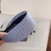 Aro de Pelo de Rayas Azules a Cuadros Versión Ancha Estilo Ins de Corea del Sur Diadema Dulce de Moda Botón de Presión para el Cabello Tocado Accesorios para el Cabello