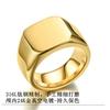 Anillo de acero de titanio fundido cuadrado dominante europeo y americano anillo cuadrado ancho simple joyería conmemorativa de campeón grabado venta al por mayor