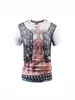 Estilo Nuevo de Verano 3D Europeo y Americano Manga Corta Ropa Formal para Hombre Falso Dos Piezas Estampado Digital Original Creativo Regalo Camiseta
