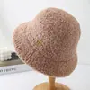 Chapéu de Pescador Simples Estilo Japonês de Pele de Cordeiro Chapéu de Balde Peludo de Inverno para Mulheres Chapéu de Bacia Cor Sólida Chapéu de Moda Quente Tendência