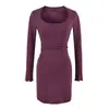 Vestido de Tricô Coreano Doce com Decote Quadrado e Manga Longa Feminino Outono Cintura Marcada Camada Interna Emagrecedor Puro Desejo Temperamento Justo no Corpo Vestido Longo