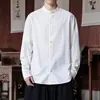 Nueva camisa de manga larga bordada de algodón y lino estilo chino, camisa casual retro y moderna para hombre estilo chino, atuendo para ceremonia del té inspirado en Zen