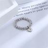 Doce estilo legal adorável anel redondo do grânulo feminino estilo coreano moda personalizado frisado anel elástico ins estilo elegante anel de dedo indicador