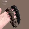 Faixa de cabelo de tecido com bolinhas estilo coreano para mulheres, design de coroa alta, faixa de cabelo com pente denteado, moderna e versátil, para lavar o rosto e prender o cabelo no lugar