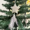 Nuevas decoraciones navideñas Árbol de Navidad Estrella de cinco puntas Colgante de plumas de amor Adornos para armario de árbol de Navidad