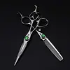Tijeras Grandes Rectas Fm-123 de 6.0 pulgadas con Mango de Piedra Semipreciosa Verde, Tijeras Planas de Corte de Color Brillante, Tijeras de Peluquería, Tijeras para Cortar el Cabello