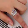 Anillo para Mujer de Línea Única Europea y Americana, Forma de Corona, Incrustado con Circonita, Venta Directa de Fábrica de Anillos de Cobre Transfronterizo Aliexpress Wish