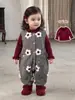 Conjunto de Pelúcia para Meninas Outono Inverno Estilo Coreano Macacão para Bebê Menina Roupa de Inverno Infantil Duas Peças com Renda Elegante