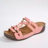 Sandalias de cuña con hebilla metálica transfronterizas en stock 2026 nuevo estilo de verano plataforma talla grande sandalias sin cordones de suela gruesa para mujer