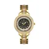Yalalusi Luxo Ouro Diamante Relógio Feminino Relógio de Moda com Diamantes Luxo Leve Temperamento Impermeável Quartzo Casual Relógio Feminino